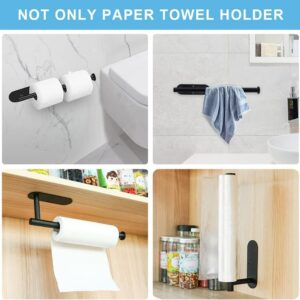 Amazing Goods Paper Towel Holder Under Cabinet Mount, Paper Towels Rolls for Kitchen, Adhesive Wall Mount Paper Towel Holders Fits All Roll Sizes, No Drilling, Silver (Black)