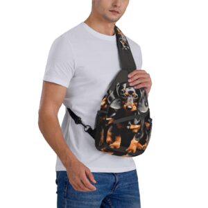 FRESQA Three Dachshunds Chest Bag Diagonally Sling Backpack Men Women Travel By Multifunctional Outdoor Sports Daypack