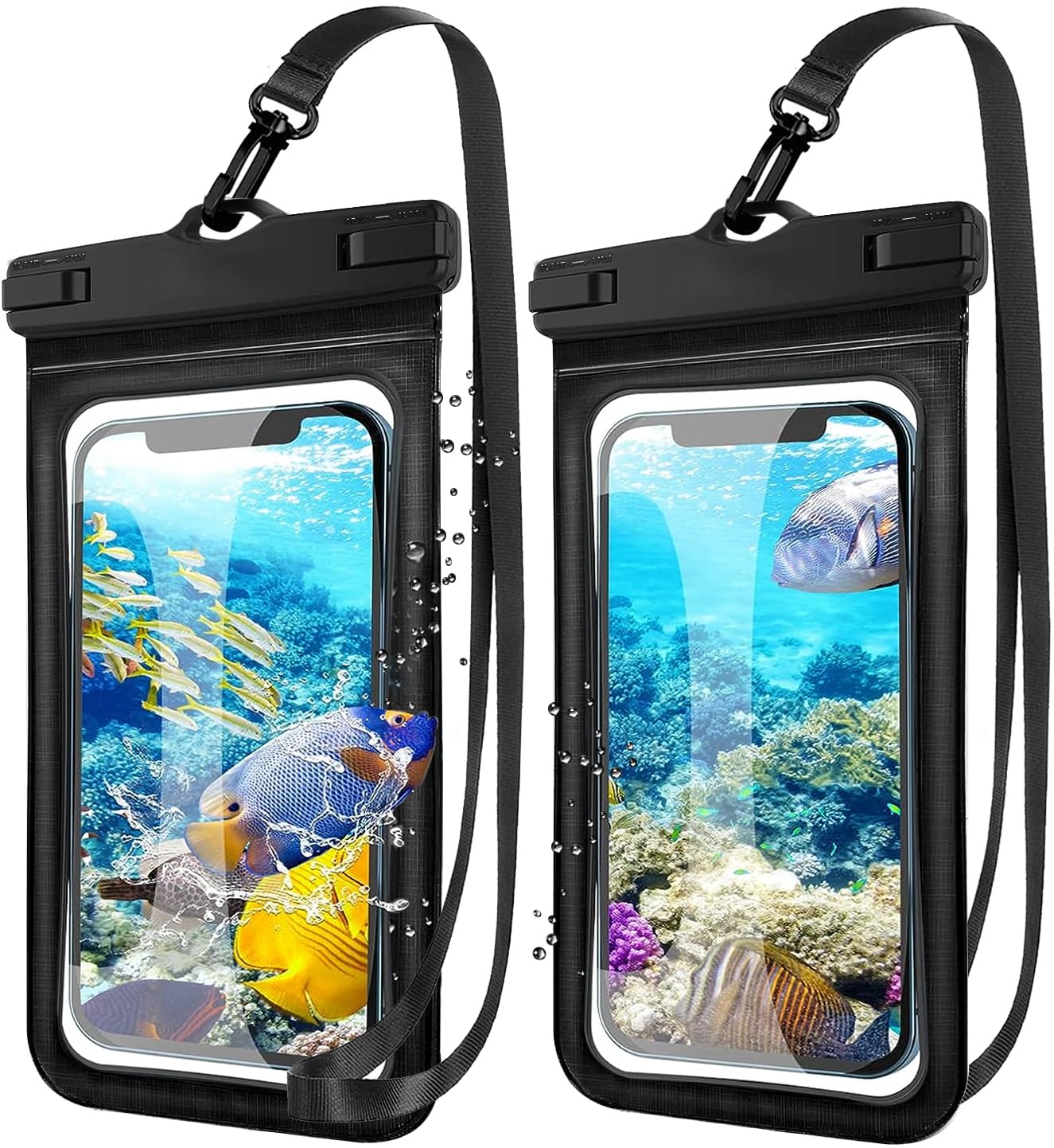 KUXNGUYI Waterproof Phone Pouch [2-Pack with Lanyard],Universal IPX8 Diving Grade Underwater Case,HD Touch Large Cellphone Protector Waterproof Dry Bag Up to 7.2"