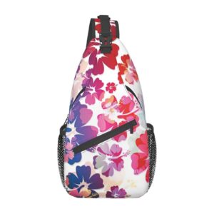 hawaiian flower print chest bag diagonally sling backpack men women travel by multifunctional outdoor sports daypack