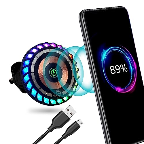 JUMPER BUDDY for MagSafe Magnetic Phone Mount Wireless Charger | Music Reactive Lights - Car Cell Phone Holder | Car Mount Universal Air Vent Clip Car Charger for iPhone 15/14/13/12, 360° Rotation