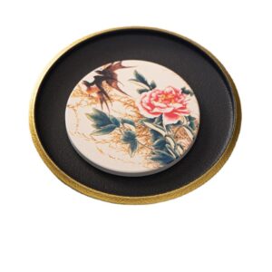 ceramic dry foam tray, large disc pot bearing kung fu tea tray. size 6.4 * 6.4 * 0.4 inches (a1)