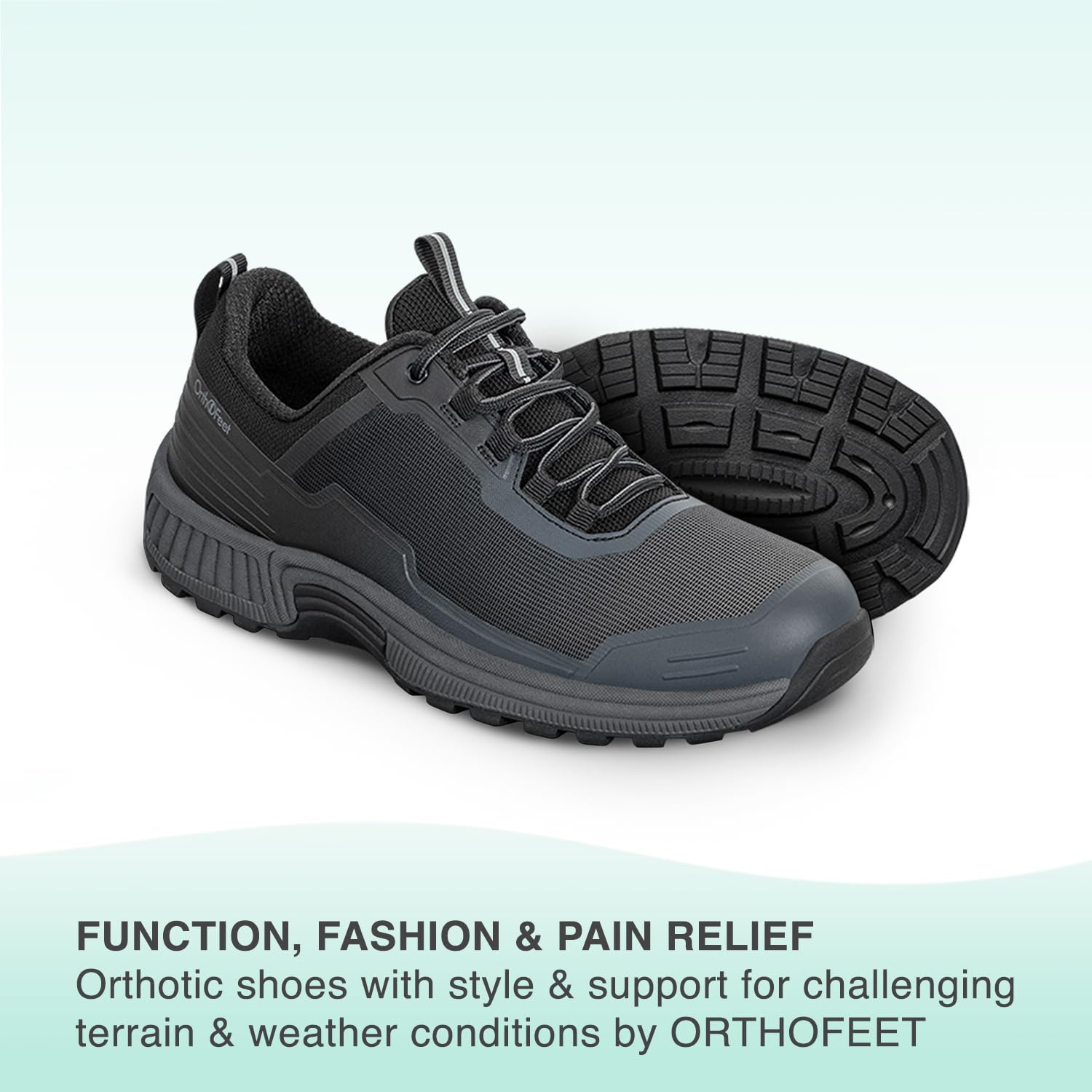 Orthofeet Women's Orthopedic Black Bristol Hiking Shoes, Size 7.5