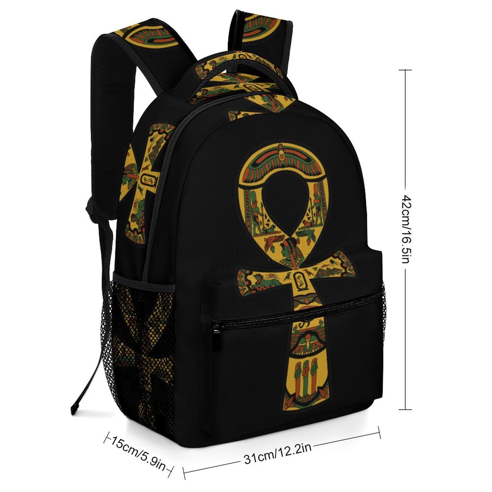 Ankh Detailed RBG Backpack for Women Men Casual Travel Daypack Business Work Shoulder Bag Gifts