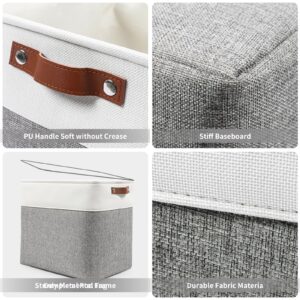 Bagnizer Fabric Storage Bin with Lids 14.6 x 9.5 x 9.5” [4 pack] + Linen Storage Basket 15 x 11 x 9.5” [3 pack] (White&Grey)