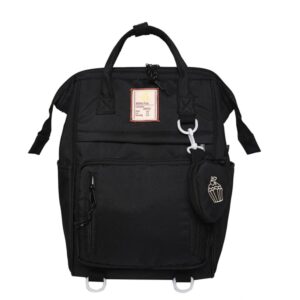 deepwin kawaii backpack with cute accessories nylon shoulder crossbody backpack with small wallet accessories (black)