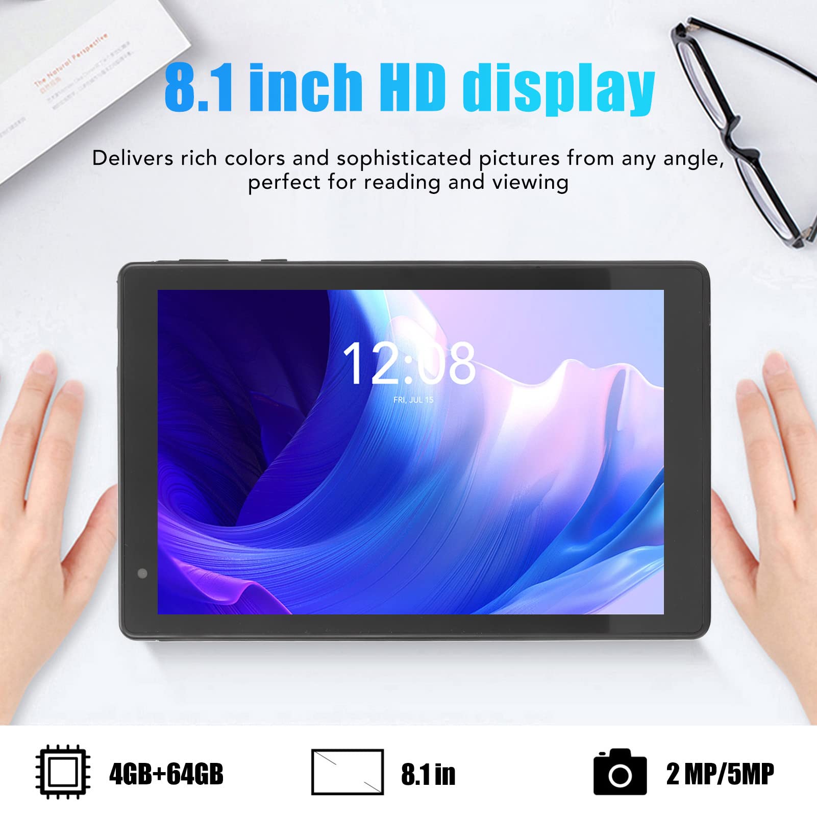 GLOGLOW Tablet, Dual Camera 720x1280 Business Tablet for School (US Plug)