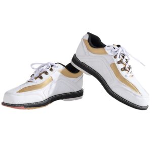 veacam ladies bowling shoe, lace up womens bowls sneakers casual walking workout trainers for female,white,5.5
