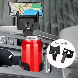 Cup Phone Holder for Car, Universal Adjustable Long Neck Phone Mount Cradle 2 in 1 Car Cup Holder Phone Mount Compatible with iPhone Samsung Google and All Smartphones Christmas/Birthday Gifts (Black)