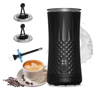 vrorfun electric milk frother and steamer, 4-in-1 automatic milk frother and warmer heater, hot and cold milk foam maker for coffee, latte, cappuccino silent operation, black