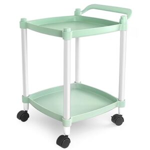 storage cart on wheels rolling utility cart with wheels, side table end bedside table with wheels green