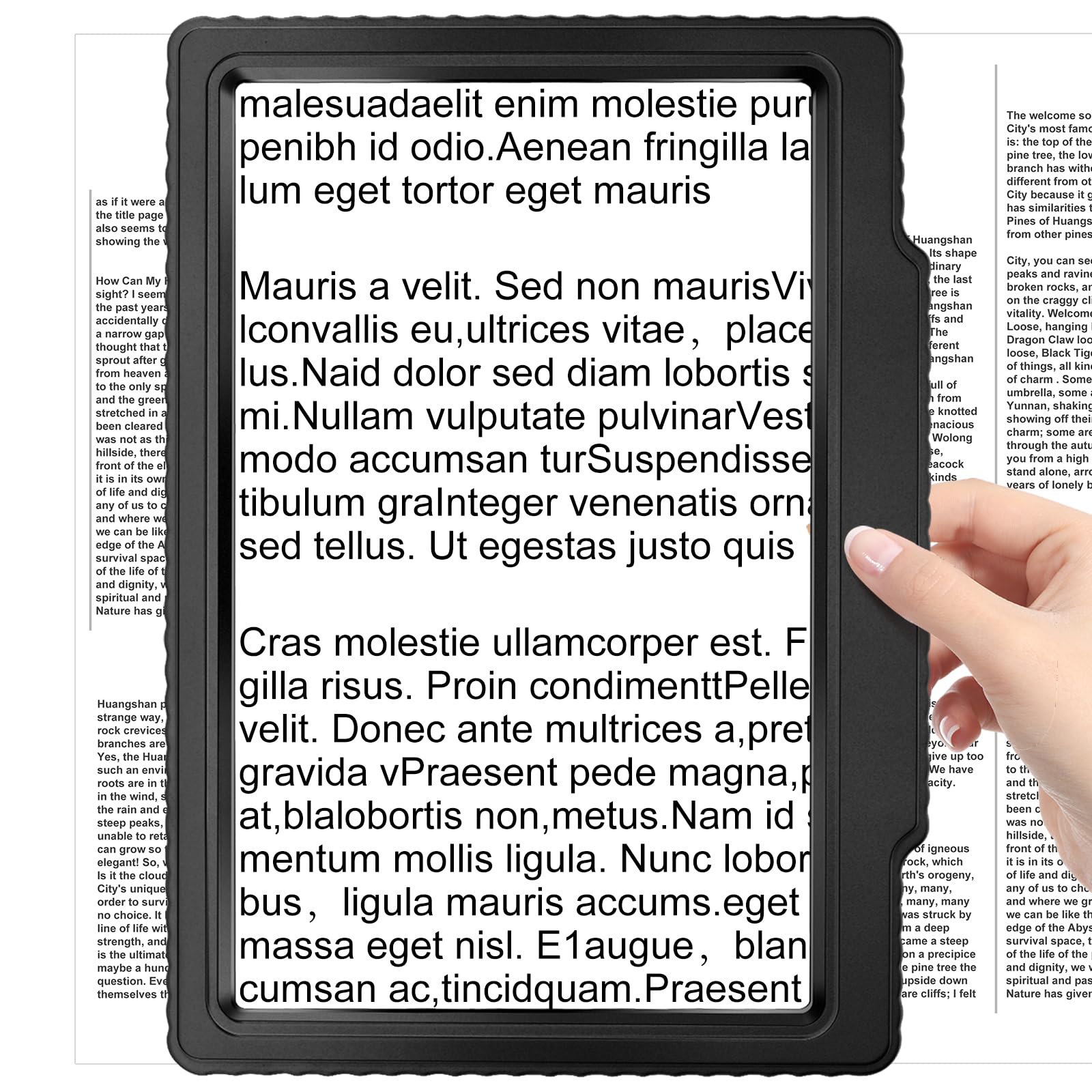 5X Large Page Magnifying Glass for Reading, Full-Page Viewing Area Magnifier Handheld Lightweight Magnifier for Reading Seniors and Low Vision Person Silver