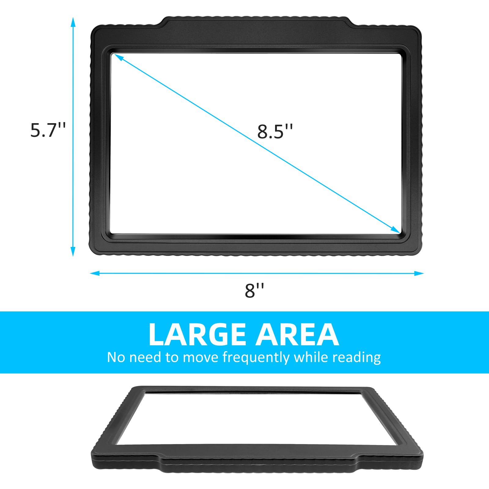 5X Large Page Magnifying Glass for Reading, Full-Page Viewing Area Magnifier Handheld Lightweight Magnifier for Reading Seniors and Low Vision Person Silver