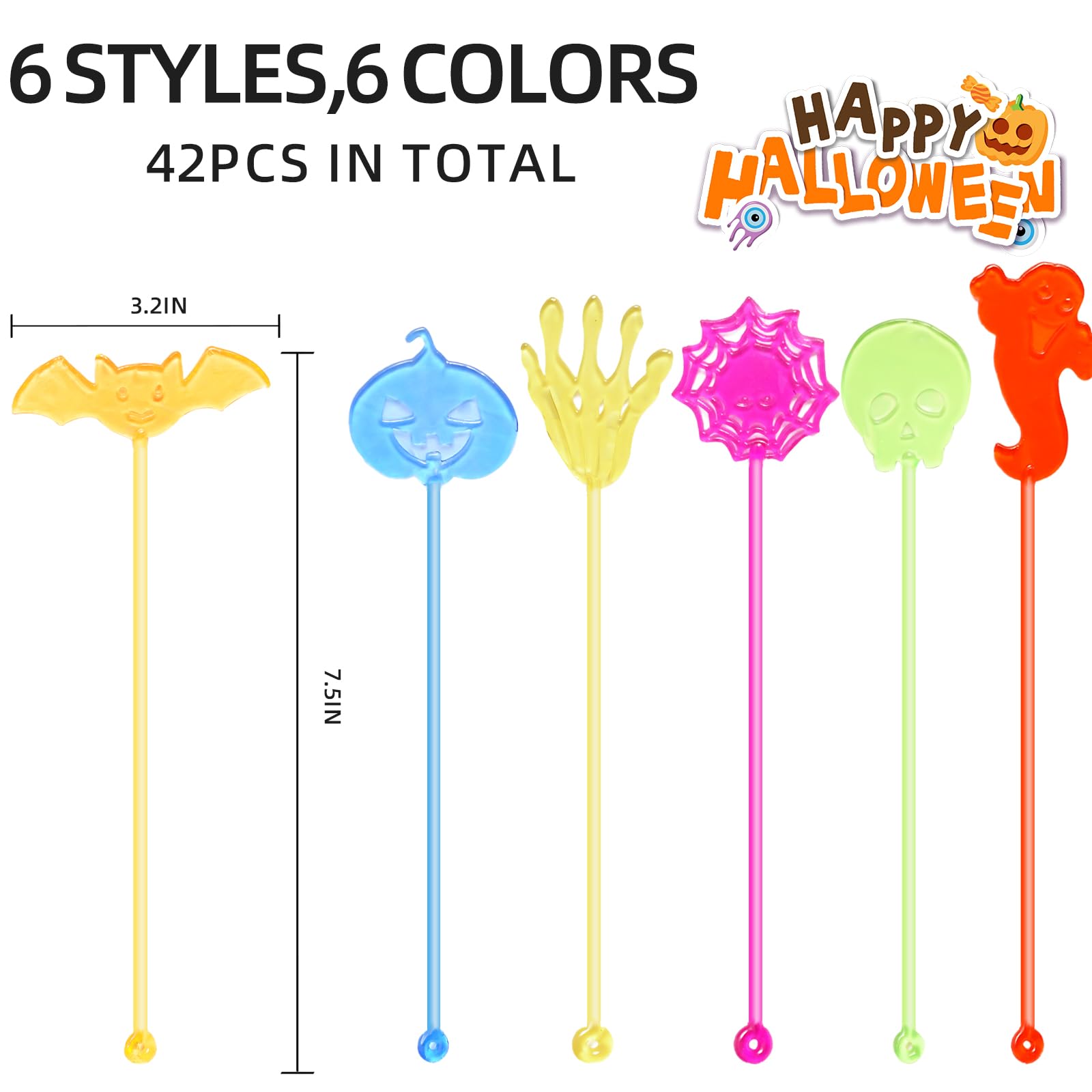 42pcs Halloween Sticky Hands Party Favors for Kids Birthday Supplies Goodie Bag Stuffers Classroom Treasure Box Carnival Prizes Bulk, Skull Skeleton Bat Ghost Pumpkin Styles Mini Stretchy Toys