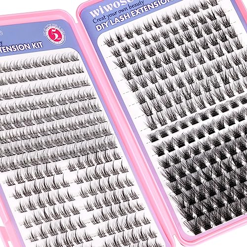 DIY Lash Extension Kit, 384pcs Lash Clusters Kit DIY Eyelashes Kit with Lashes Bond and Seal, Lash Kit for Lash Extension Beginners Self Application at Home Cluster Lash Book (4 Styles Mixed)