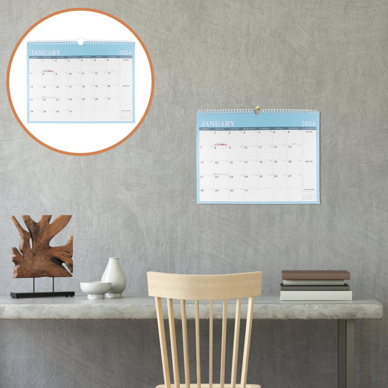 NUOBESTY Desktop Calendar 2024 Calendar Appointment Hanging Calendar Daily Use Calendar for Office 2024 Wall Calendar Wall Calendars Sturdy Calendar Desk Calendar Dating Small Wall Calendar