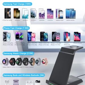 Wireless Charger for Samsung, ADADPU 3 in 1 Charging Station for Multi Devices Fast Charger Stand Dock for Galaxy S24 Ultra S23 S22 S21,Galaxy Watch 6/5/4/3/Pro,Galaxy Buds