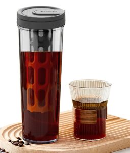 34oz cold brew coffee maker with mesh filter, portable cold brew cup for tea coffee (black)