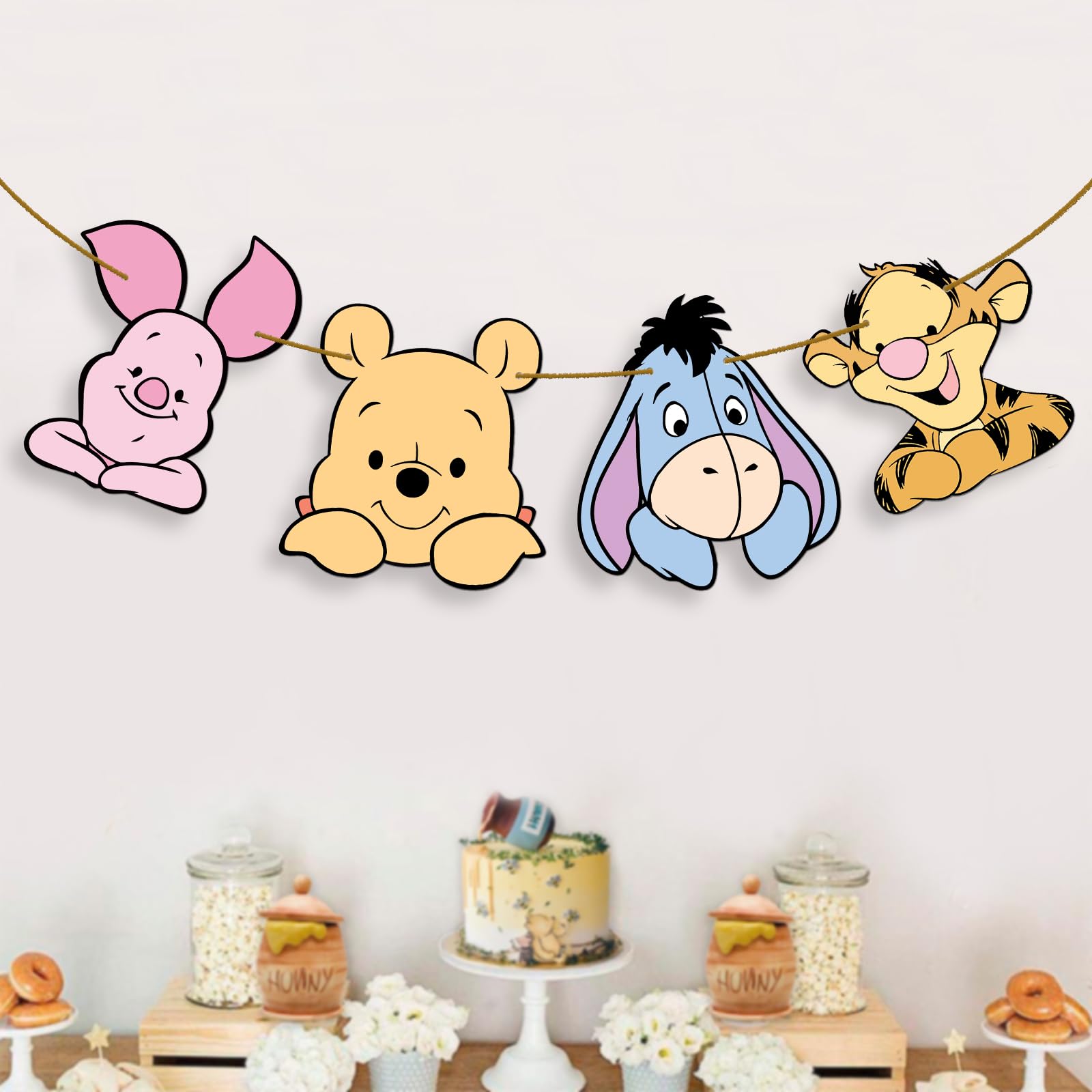 Winnie Banner for Baby shower Decorations The Pooh Birthday Banner Cute Winnie and Friends Party Supplies Winnie Theme Party Favor