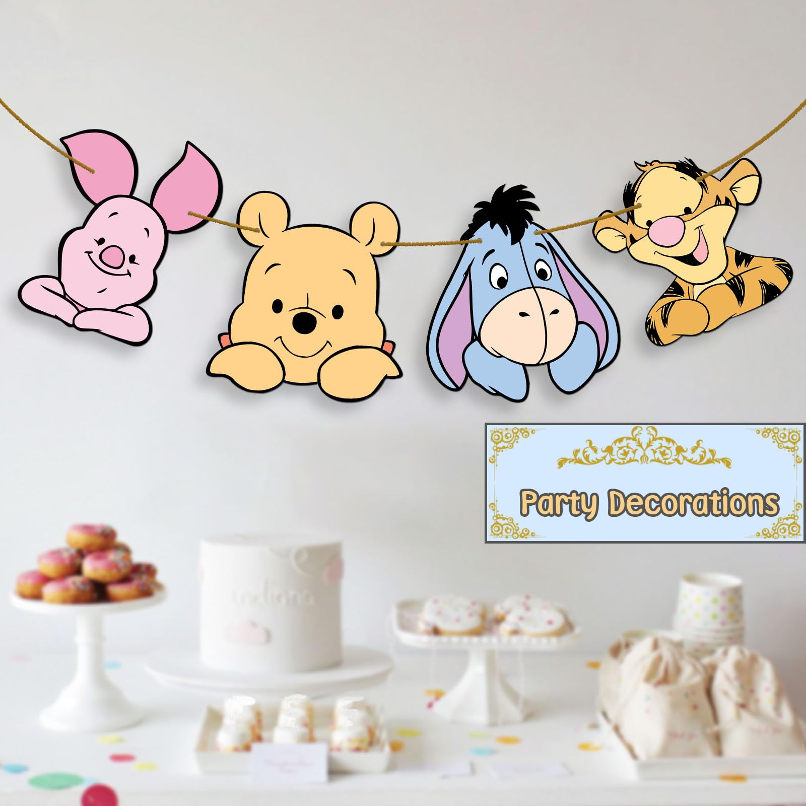 Winnie Banner for Baby shower Decorations The Pooh Birthday Banner Cute Winnie and Friends Party Supplies Winnie Theme Party Favor