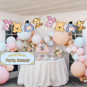 Winnie Banner for Baby shower Decorations The Pooh Birthday Banner Cute Winnie and Friends Party Supplies Winnie Theme Party Favor