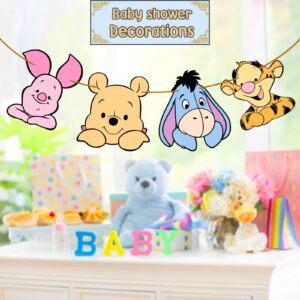 Winnie Banner for Baby shower Decorations The Pooh Birthday Banner Cute Winnie and Friends Party Supplies Winnie Theme Party Favor