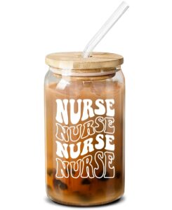 neweleven gifts for nurse - nurse gifts for women - nurse appreciation gifts for nurses, nursing student, nurse practitioner, registered nurse - rn gifts for nurses women - 16 oz coffee glass