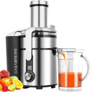 casabrews juicer machine, 1300w 5 speeds centrifugal juicer extractor with large 3.2" feed chute for whole vegetables and fruits, stainless steel juicer maker with lcd screen, gift for mom women wife