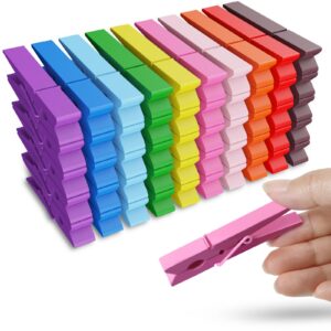 50pcs colored wooden clothespins, 2.9inch 10 color clothes pins for clip pictures photos decorative, small colorful wood decoration closepins clips,10 color each 5pcs (colored)
