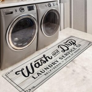 earthall laundry room rug, farmhouse laundry rugs for laundry room, kitchen runner rugs non skid washable, laundry organization laundry mat, laundry accessories decor, light grey,20"x60"
