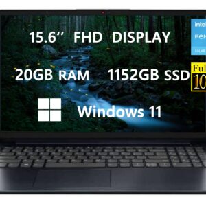 2023 Newest Upgraded IdeaPad 1i Laptops for Student & Business by Lenovo, 15.6'' FHD Computer, Intel 4-Core CPU, 20GB RAM, 1152GB(128GB+1TB)SSD, Wi-Fi, HDMI, Windows 11, Long Battery Life, ROKC Bundle