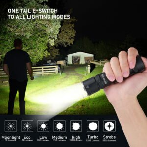 Sofirn SC33 Powerful Flashlights, EDC Flashlight Rechargeable, Emergency Flashlight High Lumens Super Bright 5200 Lumens, with a Tail E-Switch, Waterproof Flashlights for Emergencies, Home