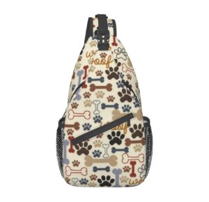 voohddy dog bones paw fun sling bag for women men travel hiking backpack crossbody shoulder chest bags casual daypack sport