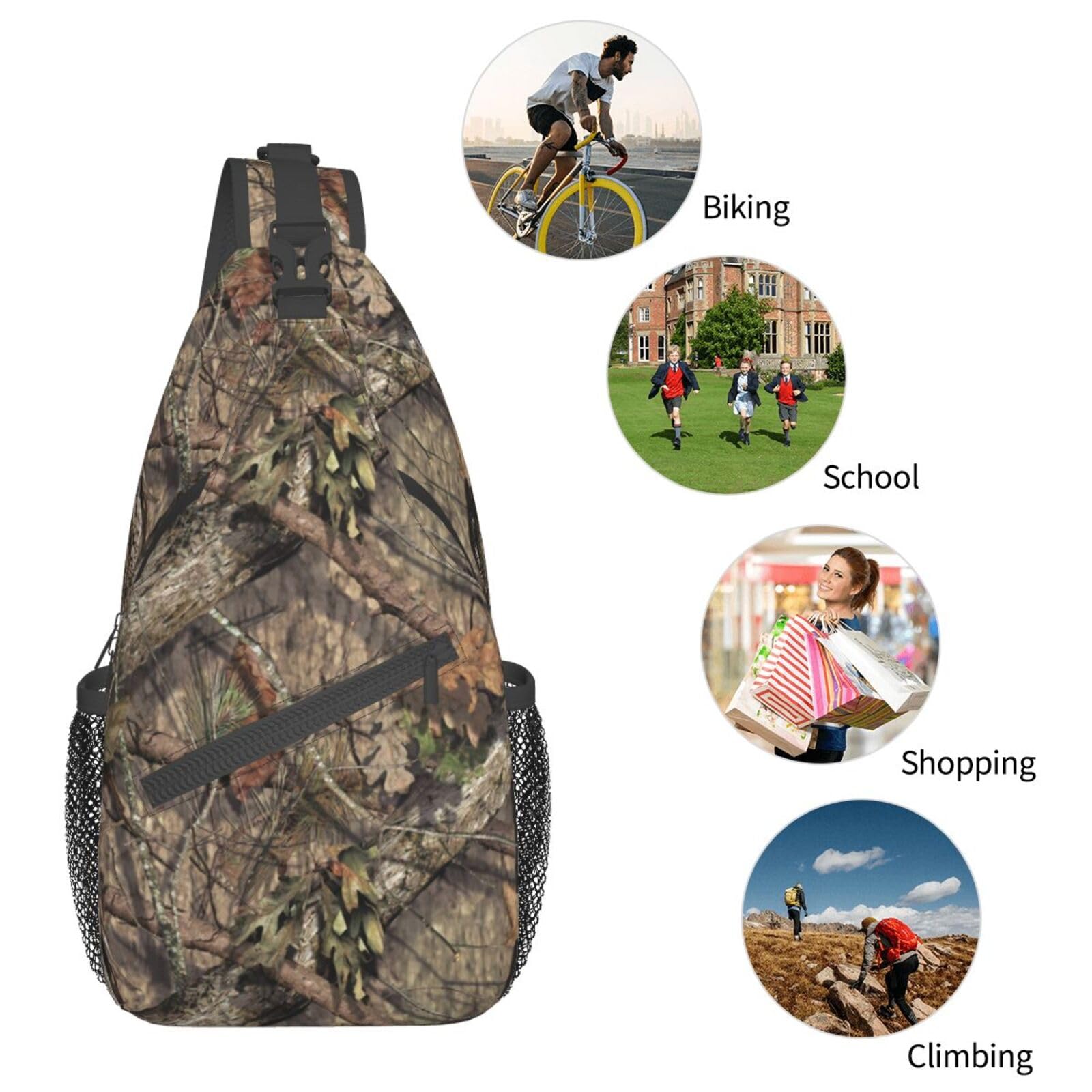 VOOHDDY Camo Hunting Camouflage Forest Sling Bag For Women Men Travel Hiking Backpack Crossbody Shoulder Chest Bags Casual Daypack Sport