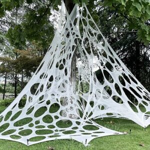 dulefun halloween spider web decorations 13.5ft giant stretchy beef netting spider web for halloween outdoor indoor yard party haunted house garden lawn decor