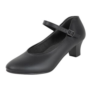 dynadans women's character shoe ankle strap 1.5'' latin dance shoes black 7