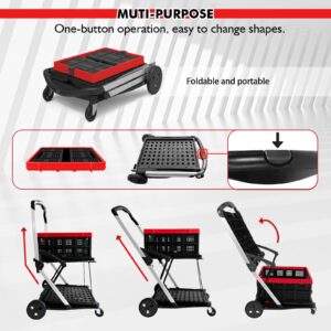 Collapsible Shopping Carts with Crates for Groceries (Black-198lbs)