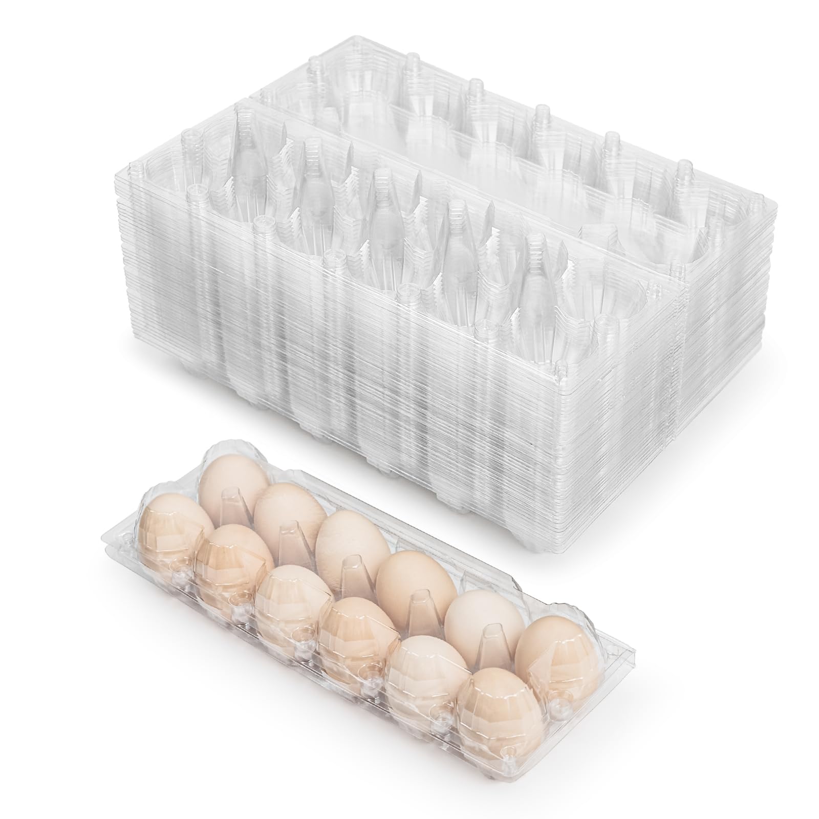 ALISWAT Clear Plastic Egg Carton for 12 Eggs, 48Pack Egg Tray Reusable Medium Size Egg Cartons Suitable for Refrigerator Chicken Farm Markets, Egg Cartons Cheap Bulk, 2x6Grids