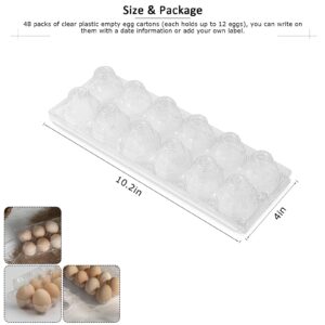 ALISWAT Clear Plastic Egg Carton for 12 Eggs, 48Pack Egg Tray Reusable Medium Size Egg Cartons Suitable for Refrigerator Chicken Farm Markets, Egg Cartons Cheap Bulk, 2x6Grids