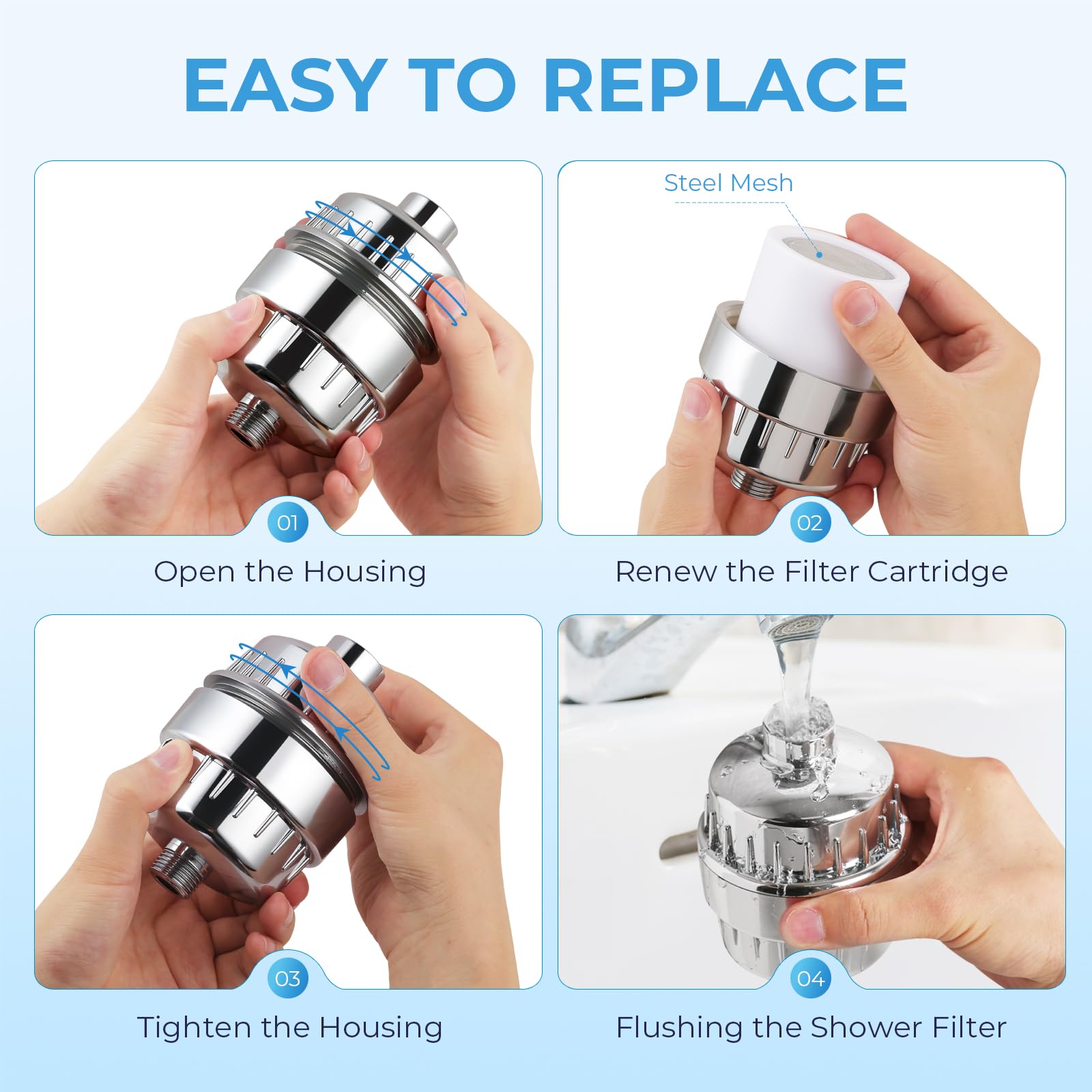 20 Stage Shower Head Filter Shower Filter Replacement Cartridge for Hard Water Compatible With Any Similar Design Showerhead Filter Reduces Chlorine Fluoride 2 Pack