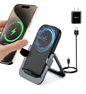 kpon wireless charging stand,15w fast wireless phone charger for thick cases,compatible with iphone 15 14 13 12 11pro max/xr/xs max/xs/x/8/8plus galaxy s22/s21/s9/s8(with qc adapter)