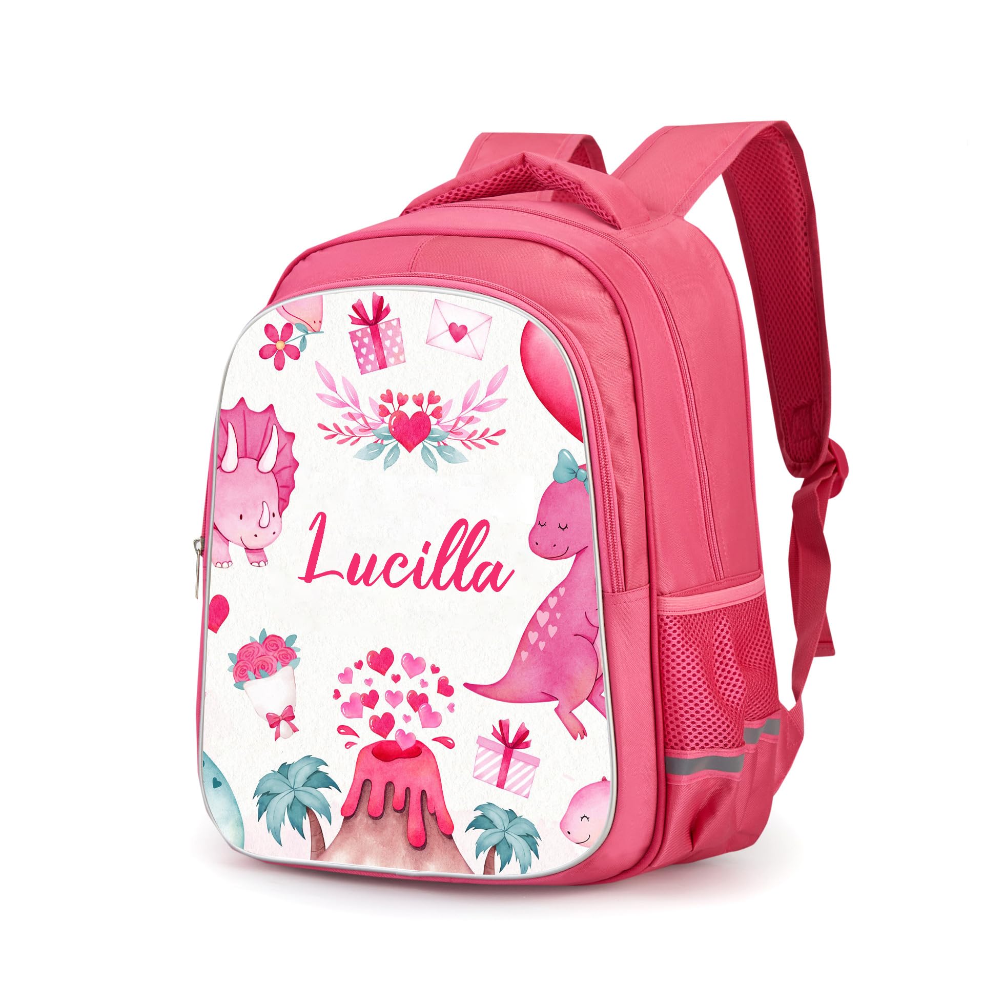 Luxladis Personalized Toddler Backpack with Name Custom Photo Kids School Dinosaur Backpack for Girls Boys Cute Preschool Backpack (2-Pink backpack)