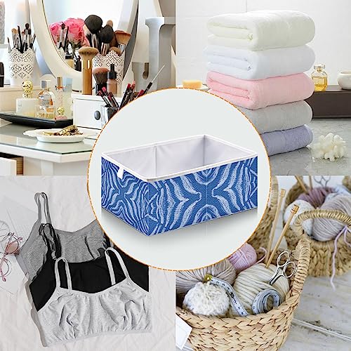 QUGRL Unique Denim Storage Bins Organizer Jeans Blue Foldable Clothes Storage Basket Box for Shelves Closet Cabinet Office Dorm Bedroom 15.75 x 10.63 x 6.96 in