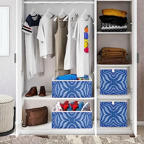QUGRL Unique Denim Storage Bins Organizer Jeans Blue Foldable Clothes Storage Basket Box for Shelves Closet Cabinet Office Dorm Bedroom 15.75 x 10.63 x 6.96 in