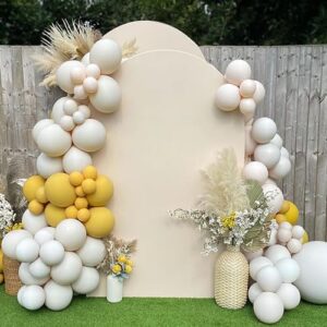 cipazee beige arch backdrop cover - beige wedding arch cover spandex fitting round top backdrop arch stand for wedding birthday party decoration(beige,7.2x4ft)