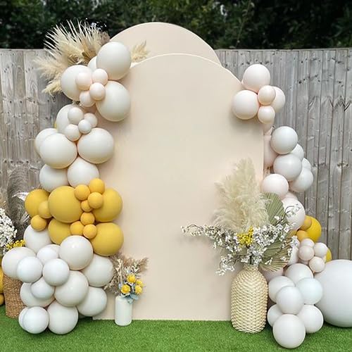 CIPAZEE Beige Arch Backdrop Cover - Beige Wedding Arch Cover Spandex Fitting Round Top Backdrop Arch Stand for Wedding Birthday Party Decoration(Beige,7.2x4FT)