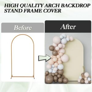 CIPAZEE Beige Arch Backdrop Cover - Beige Wedding Arch Cover Spandex Fitting Round Top Backdrop Arch Stand for Wedding Birthday Party Decoration(Beige,7.2x4FT)