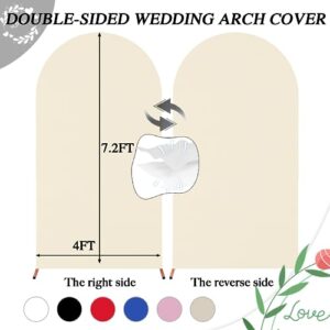 CIPAZEE Beige Arch Backdrop Cover - Beige Wedding Arch Cover Spandex Fitting Round Top Backdrop Arch Stand for Wedding Birthday Party Decoration(Beige,7.2x4FT)