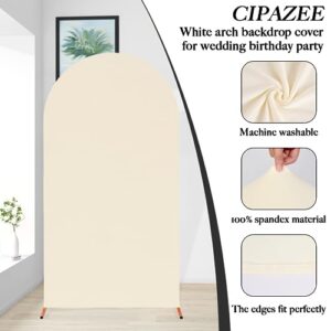 CIPAZEE Beige Arch Backdrop Cover - Beige Wedding Arch Cover Spandex Fitting Round Top Backdrop Arch Stand for Wedding Birthday Party Decoration(Beige,7.2x4FT)