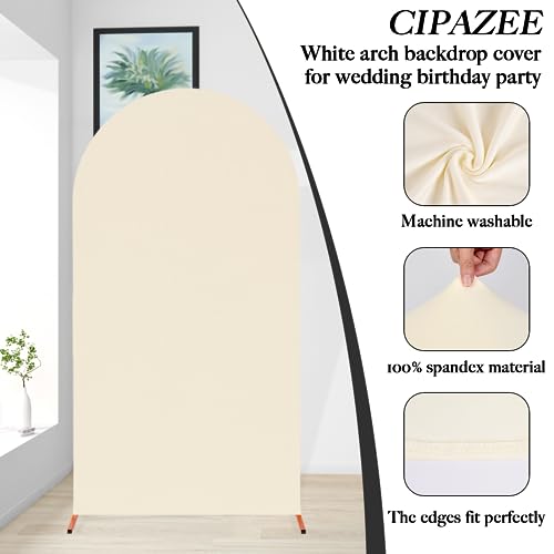 CIPAZEE Beige Arch Backdrop Cover - Beige Wedding Arch Cover Spandex Fitting Round Top Backdrop Arch Stand for Wedding Birthday Party Decoration(Beige,7.2x4FT)